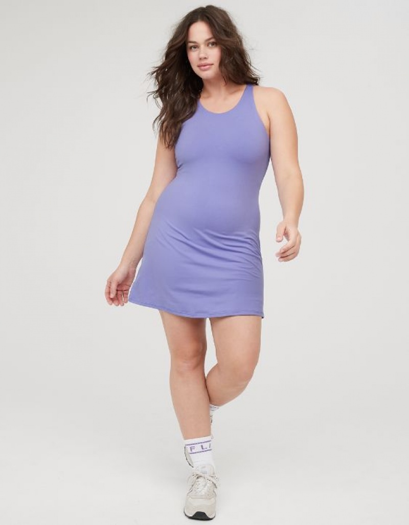 Aerie OFFLINE By The Hugger High Neck Dress Purple | EQF-573146