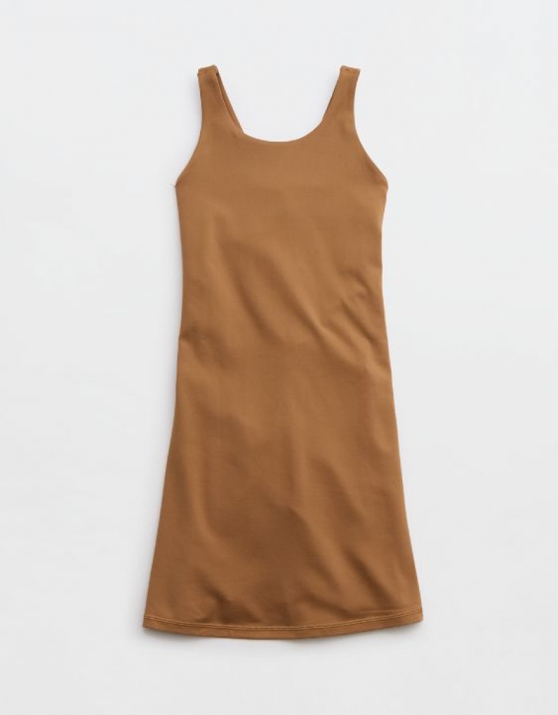 Aerie OFFLINE By The Hugger High Neck Dress Brown | IQS-149367