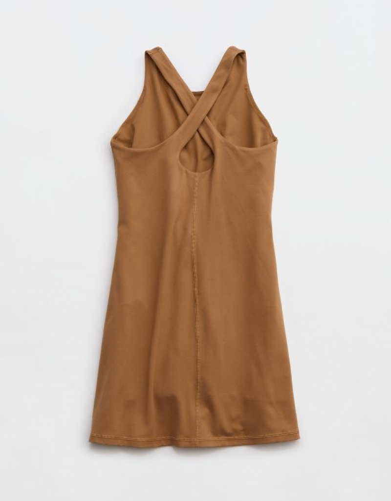 Aerie OFFLINE By The Hugger High Neck Dress Brown | IQS-149367