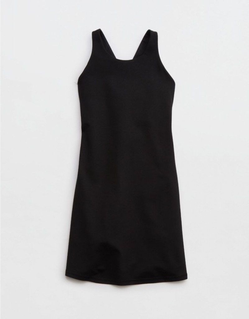 Aerie OFFLINE By The Hugger High Neck Dress Black | IQY-970846