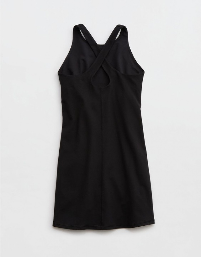 Aerie OFFLINE By The Hugger High Neck Dress Black | IQY-970846