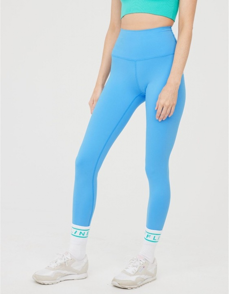 Aerie OFFLINE By The Hugger High Waisted Leggings Blue | SAT-598417