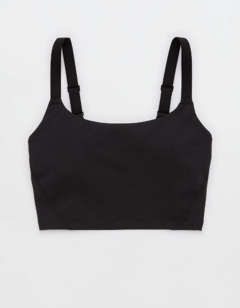 Aerie OFFLINE By The Hugger Longline Sports Bras Black | IRN-925370