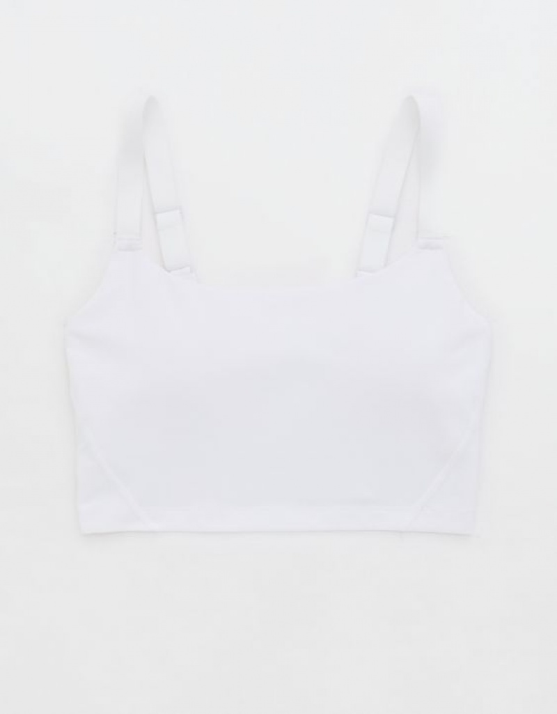 Aerie OFFLINE By The Hugger Longline Sports Bras White | IAE-870914