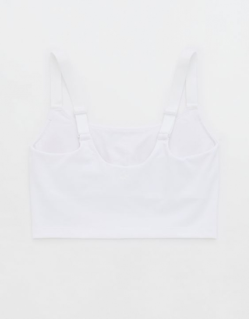 Aerie OFFLINE By The Hugger Longline Sports Bras White | IAE-870914