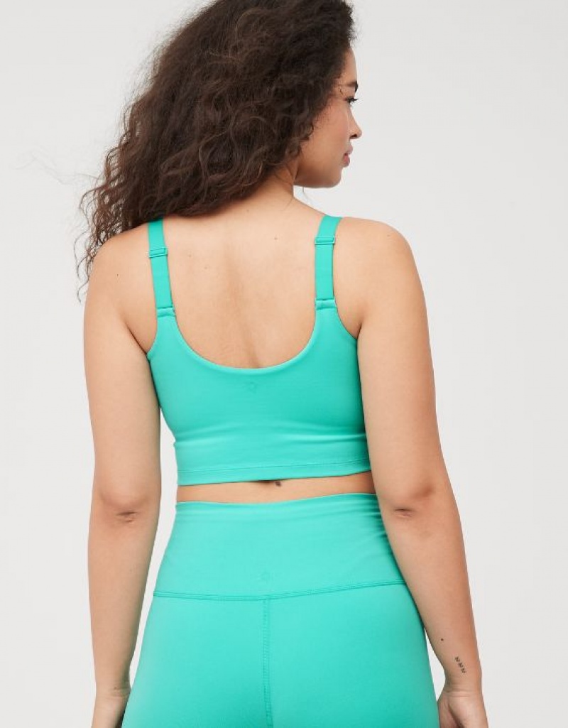 Aerie OFFLINE By The Hugger Longline Sports Bras Turquoise | XCK-506893