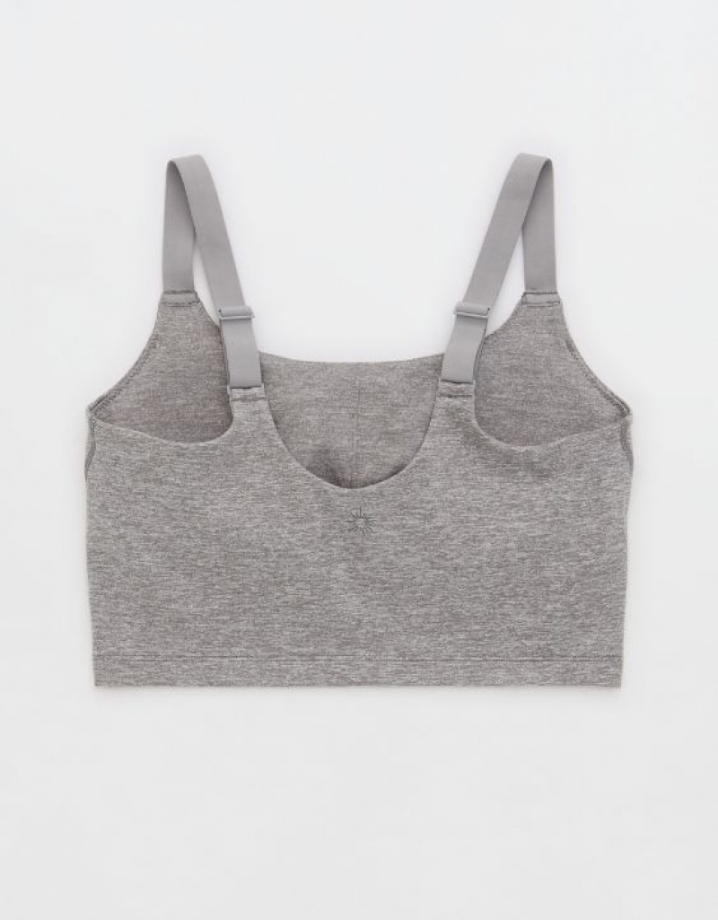 Aerie OFFLINE By The Hugger Longline Sports Bras Grey | EIA-910872