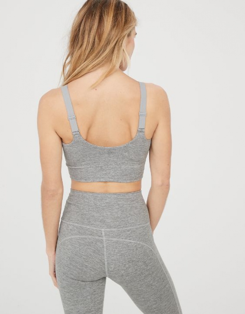 Aerie OFFLINE By The Hugger Longline Sports Bras Grey | EIA-910872