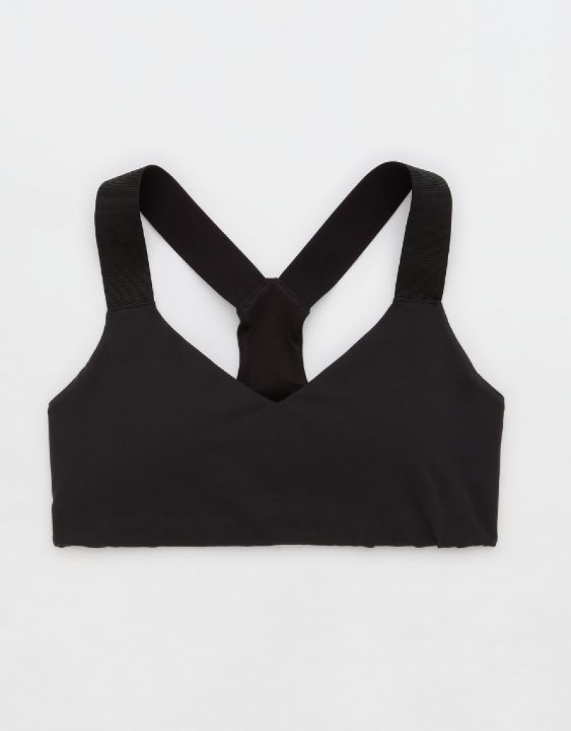 Aerie OFFLINE By The Hugger Racerback Sports Bras Black | CBX-431650