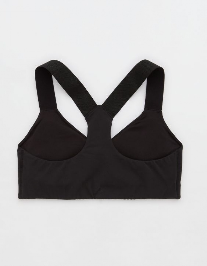 Aerie OFFLINE By The Hugger Racerback Sports Bras Black | CBX-431650