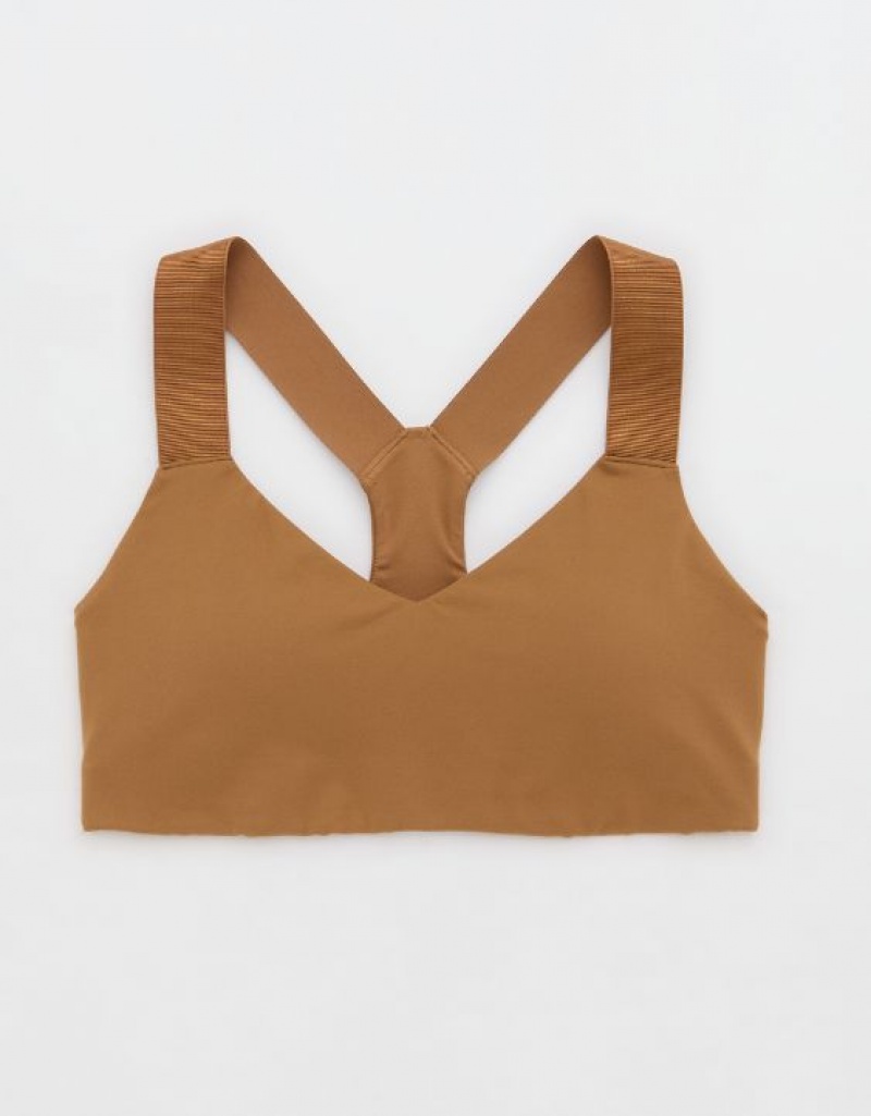 Aerie OFFLINE By The Hugger Racerback Sports Bras Brown | MSD-827165