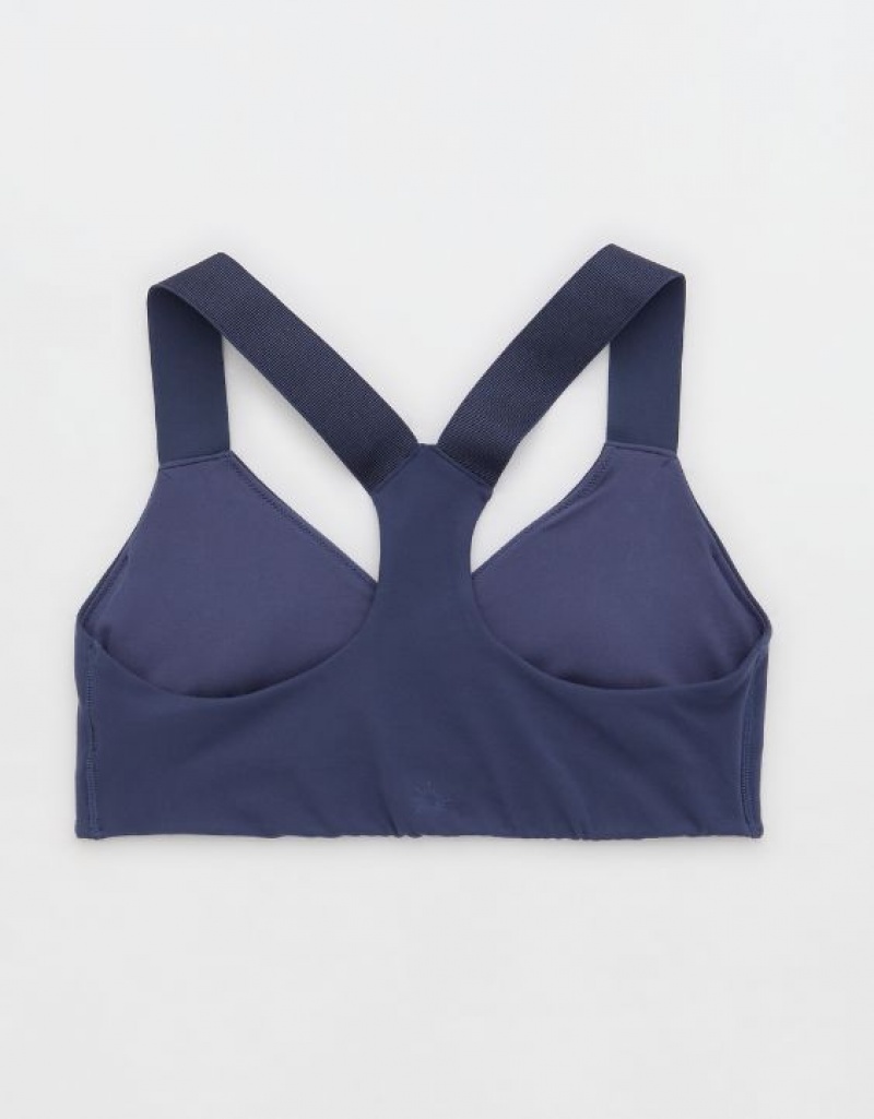 Aerie OFFLINE By The Hugger Racerback Sports Bras Blue | ENC-170925