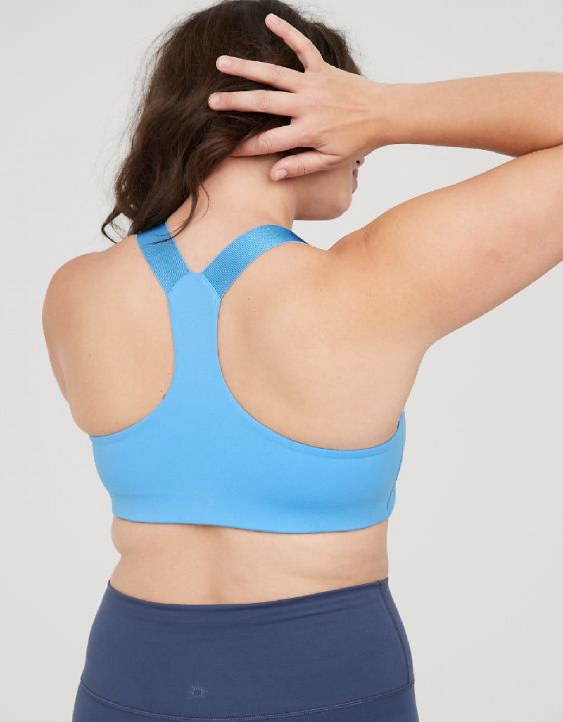 Aerie OFFLINE By The Hugger Racerback Sports Bras Blue | EQX-982546