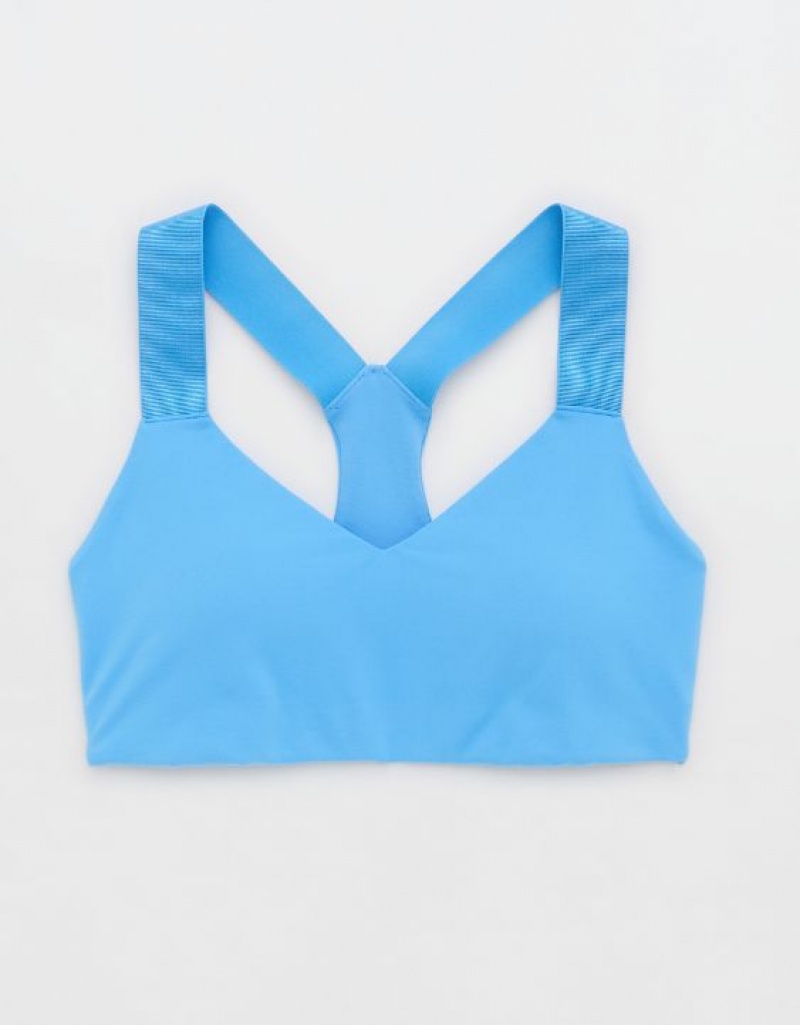 Aerie OFFLINE By The Hugger Racerback Sports Bras Blue | EQX-982546