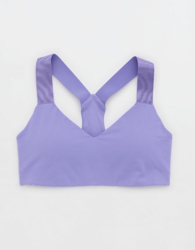 Aerie OFFLINE By The Hugger Racerback Sports Bras Purple | YAK-240685