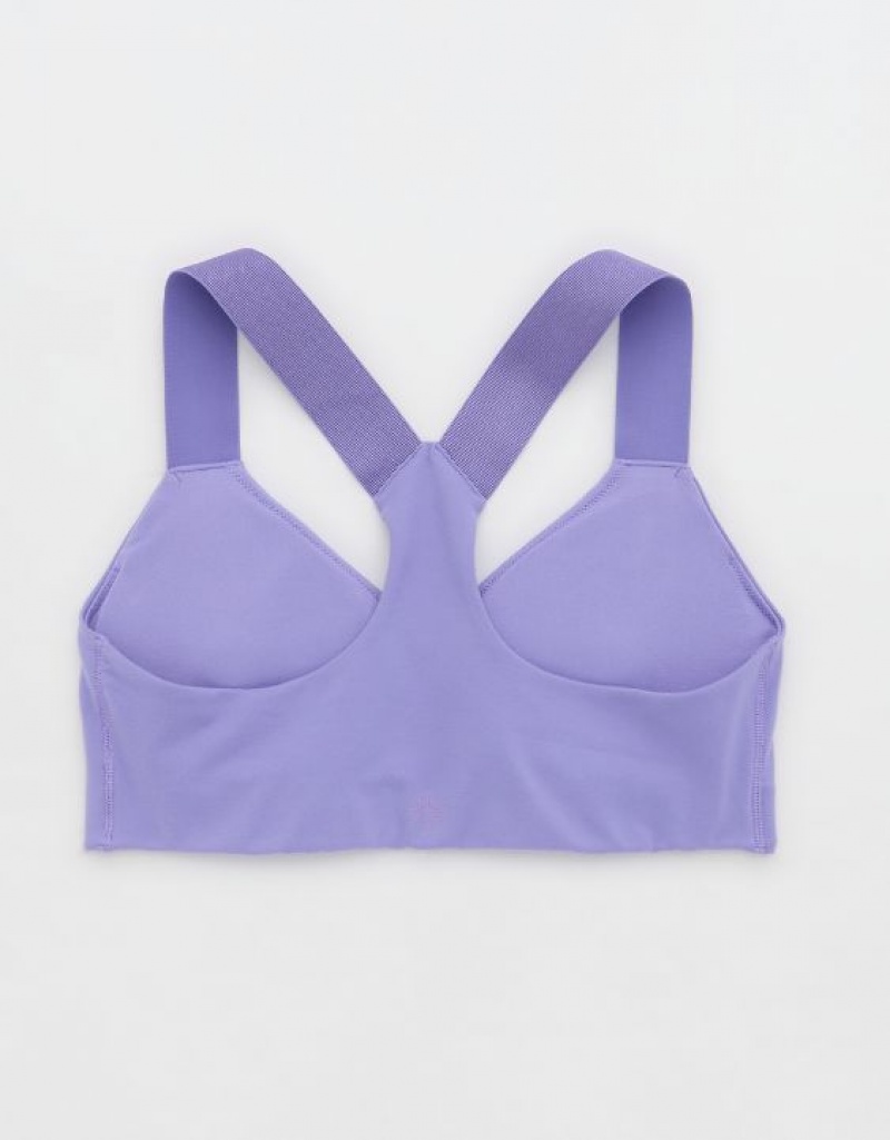 Aerie OFFLINE By The Hugger Racerback Sports Bras Purple | YAK-240685