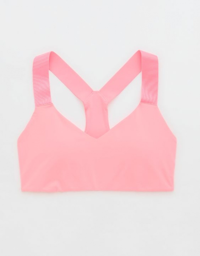 Aerie OFFLINE By The Hugger Racerback Sports Bras Pink | CQO-526491