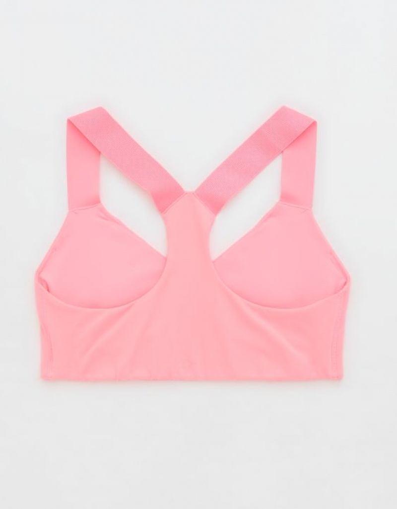 Aerie OFFLINE By The Hugger Racerback Sports Bras Pink | CQO-526491