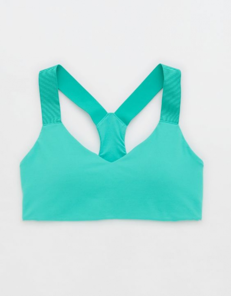 Aerie OFFLINE By The Hugger Racerback Sports Bras Turquoise | ARB-638041