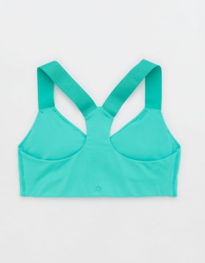 Aerie OFFLINE By The Hugger Racerback Sports Bras Turquoise | ARB-638041