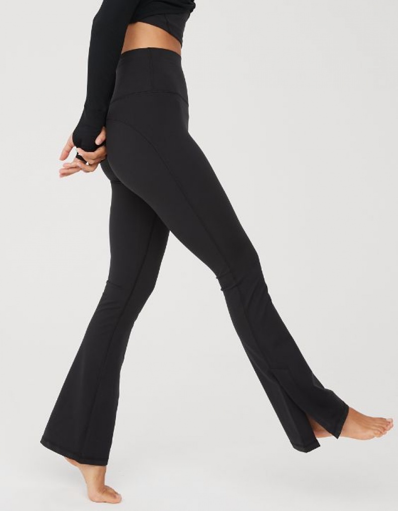 Aerie OFFLINE By The Hugger Split-Hemcut Leggings Black | EQO-497816