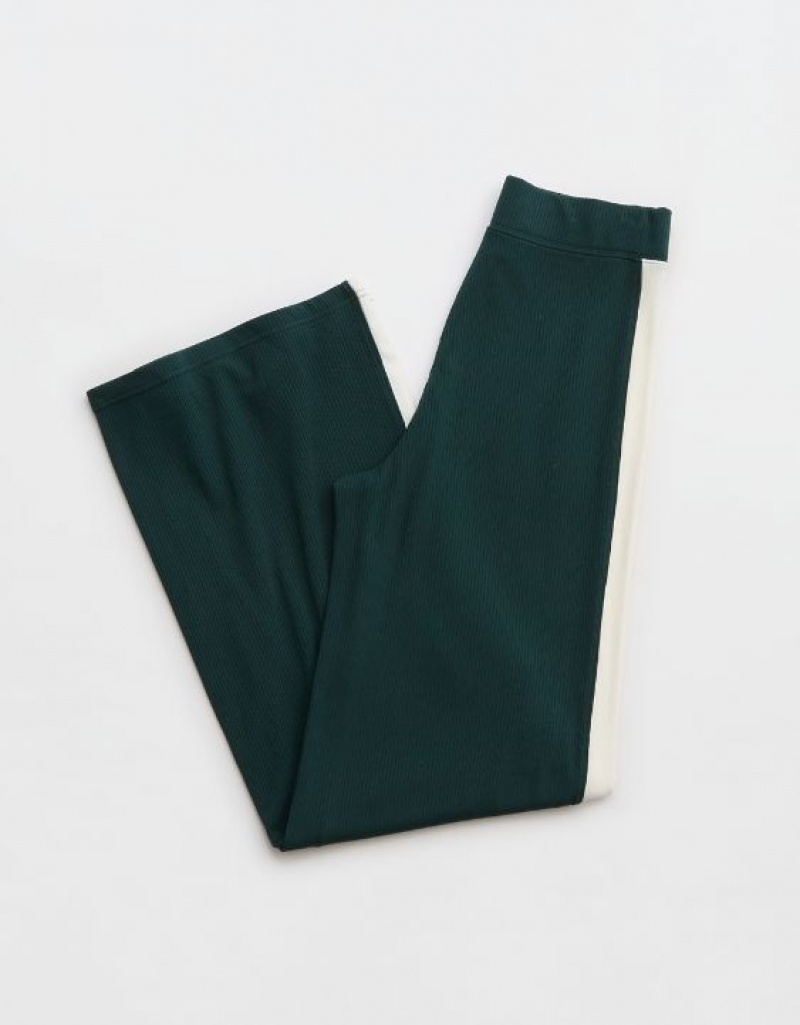 Aerie OFFLINE By Thumbs Up Heavyweight Ribbed Wide Leg Pants Deep Green | SUT-417620