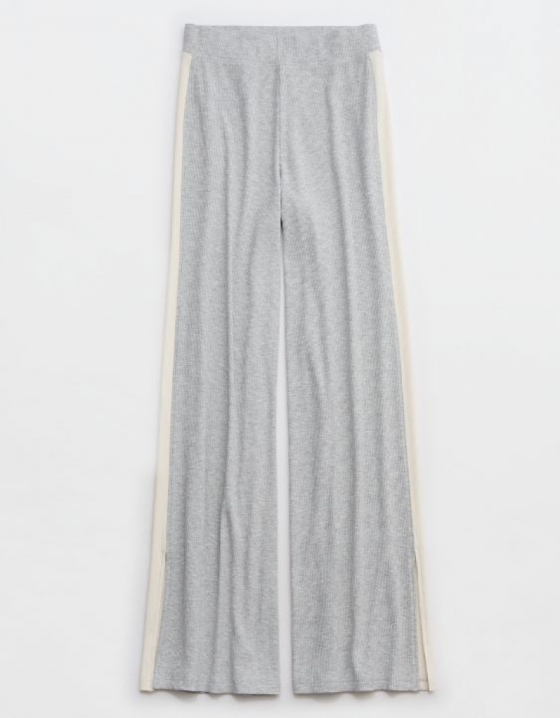 Aerie OFFLINE By Thumbs Up Heavyweight Ribbed Wide Leg Pants Grey | TKV-196045