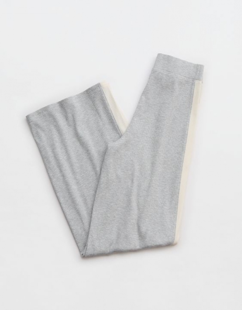 Aerie OFFLINE By Thumbs Up Heavyweight Ribbed Wide Leg Pants Grey | TKV-196045