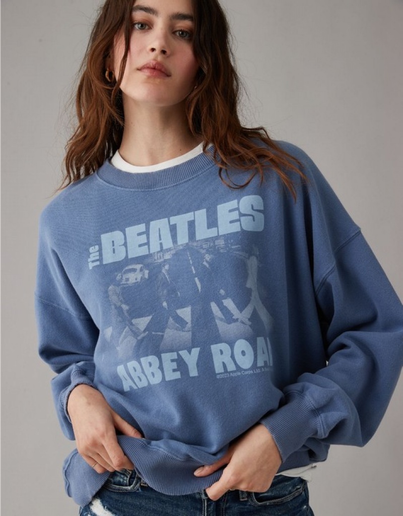 Aerie Oversized Beatles Graphic Sweatshirts Blue | RQZ-318265