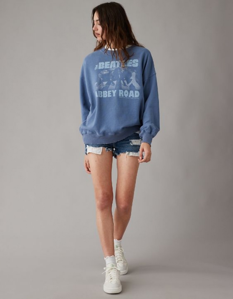 Aerie Oversized Beatles Graphic Sweatshirts Blue | RQZ-318265