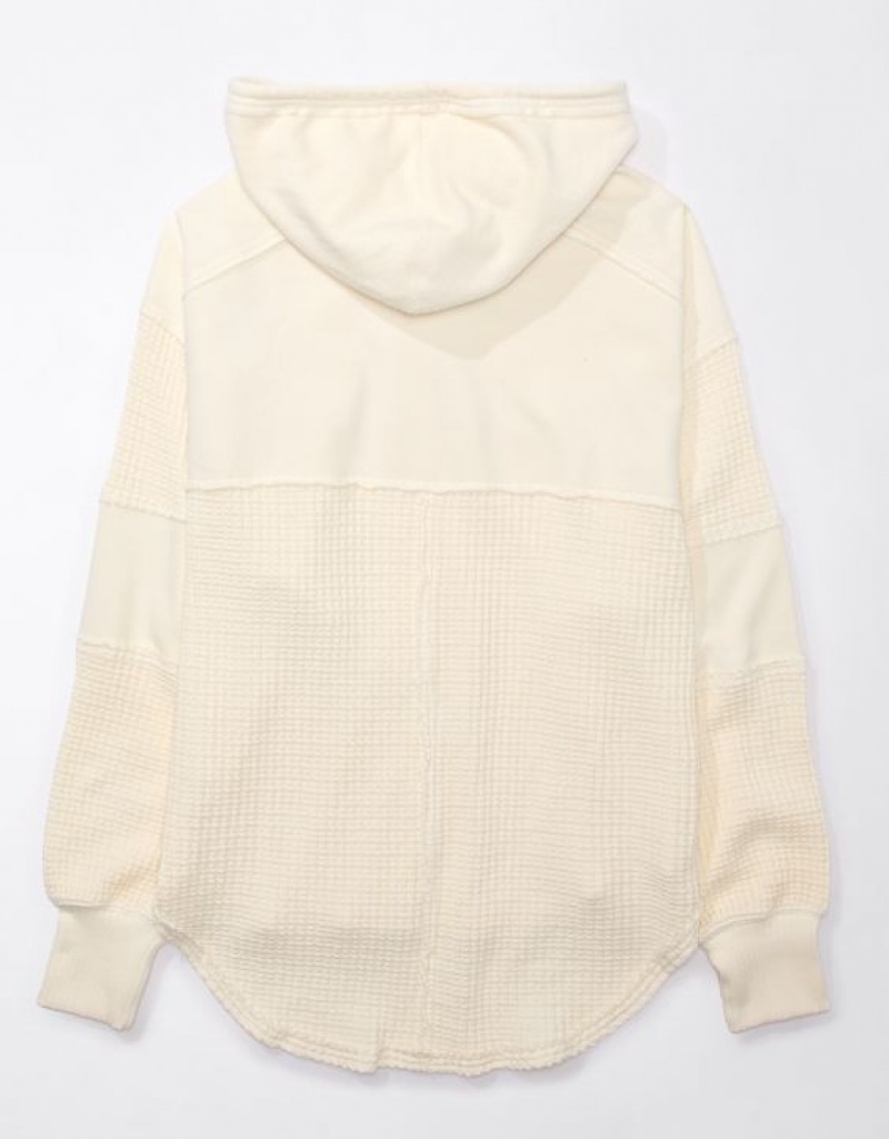 Aerie Oversized Big Hug Shacket Sweatshirts Cream | YBW-489571