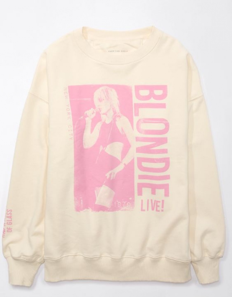 Aerie Oversized Blondie Graphic Sweatshirts White | EZN-657210