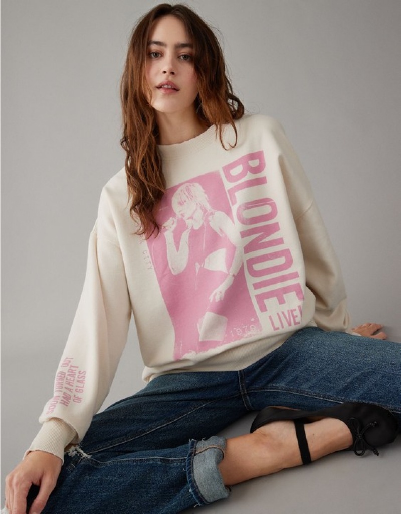 Aerie Oversized Blondie Graphic Sweatshirts White | EZN-657210