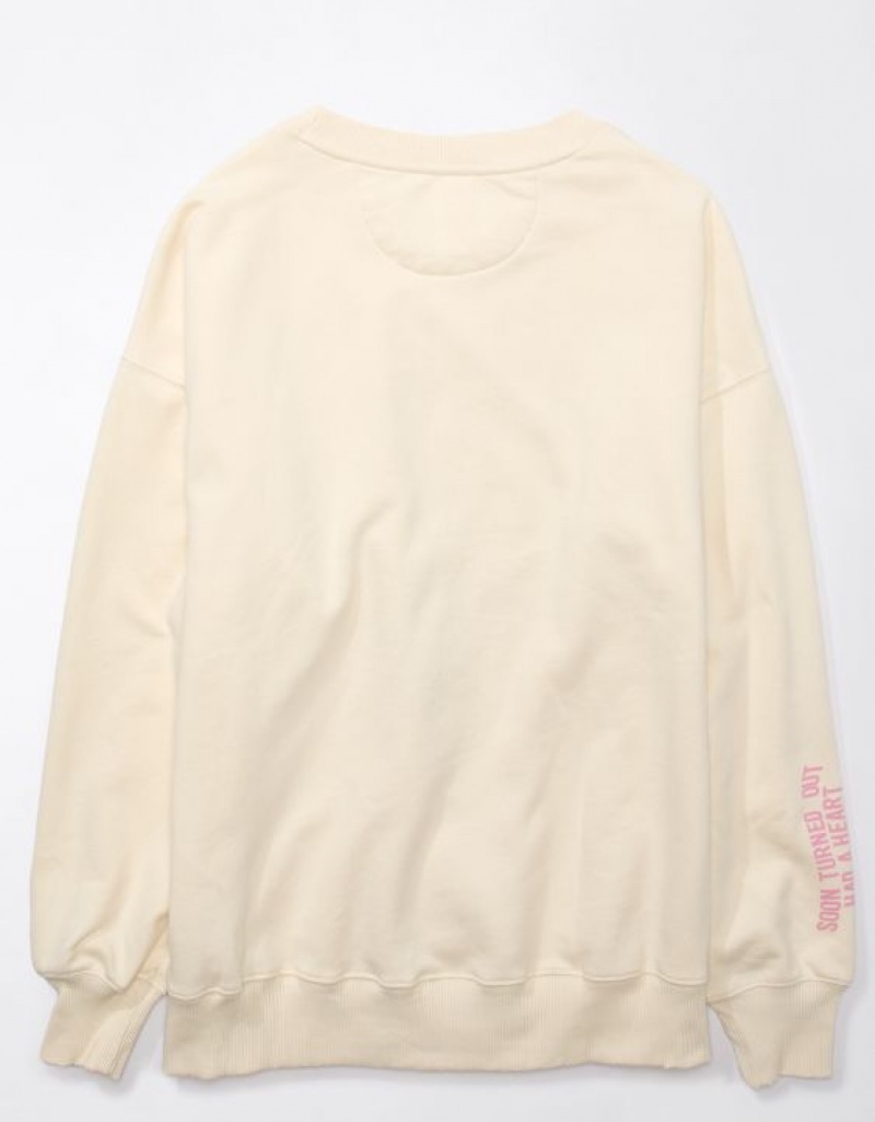 Aerie Oversized Blondie Graphic Sweatshirts White | EZN-657210