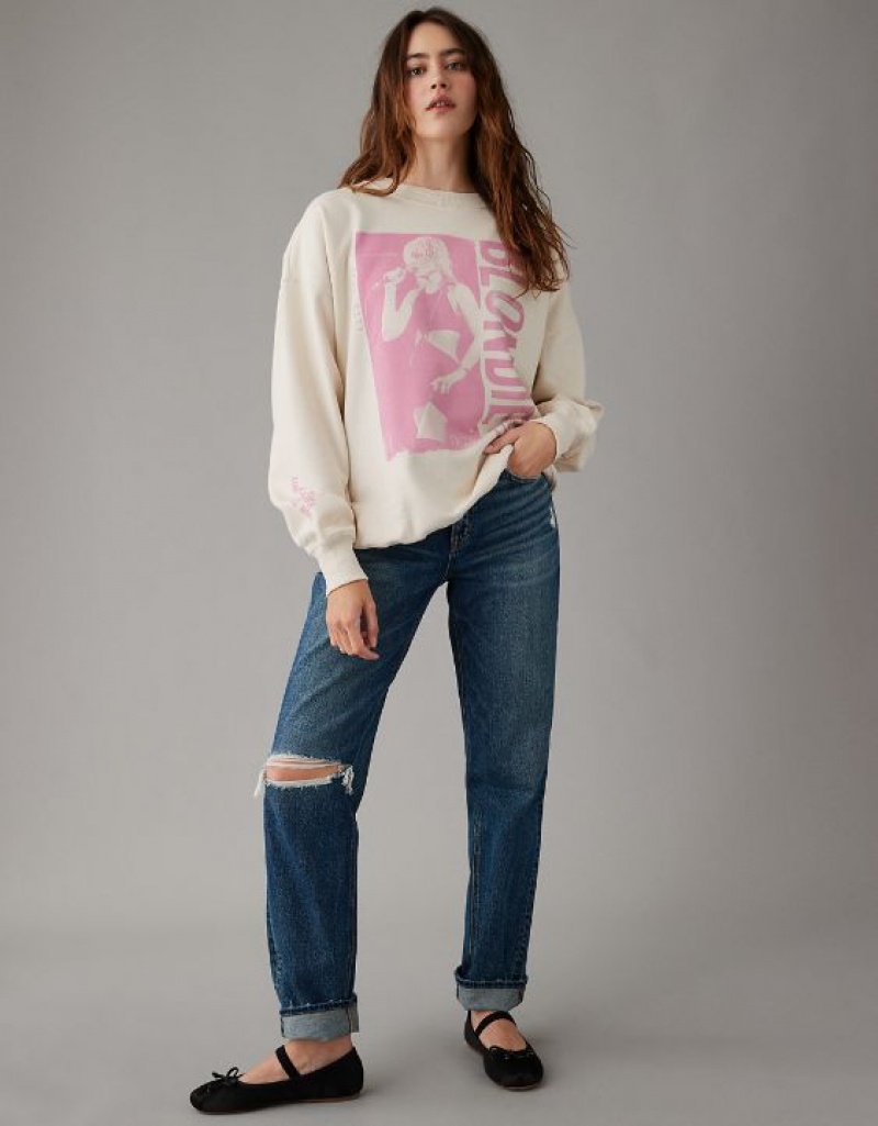 Aerie Oversized Blondie Graphic Sweatshirts White | EZN-657210