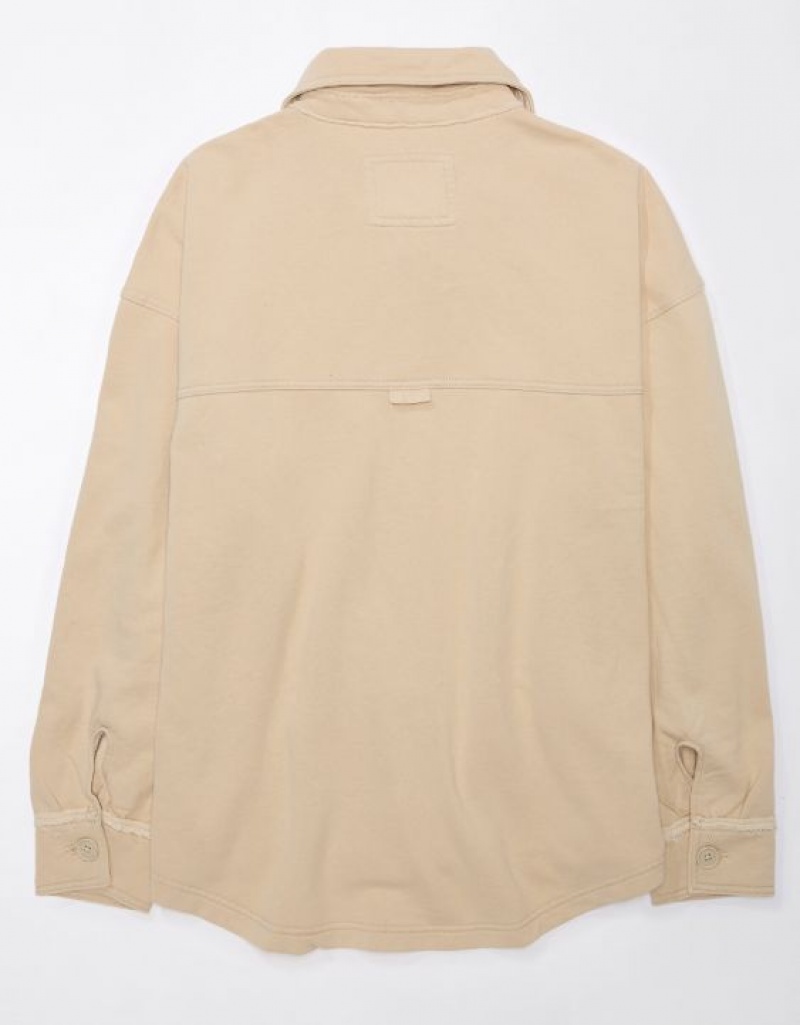 Aerie Oversized Knit Button-Up Sweatshirts Brown | JNF-293176