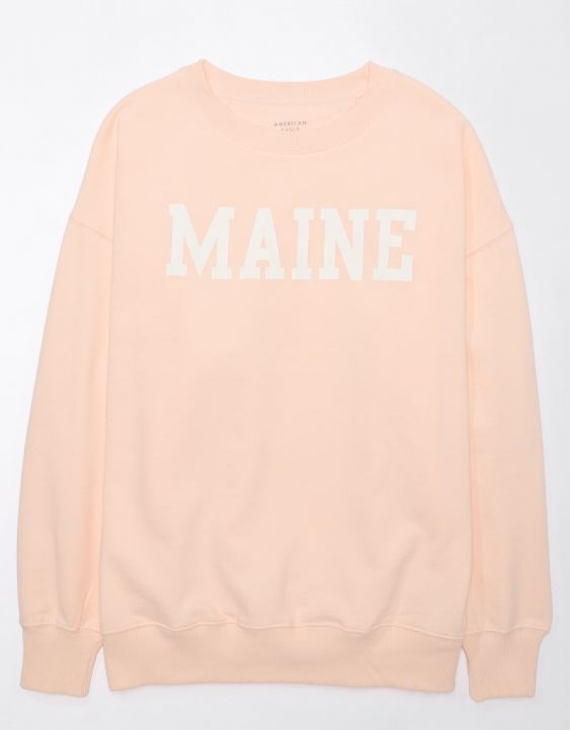 Aerie Oversized Maine Graphic Sweatshirts Pink | TSA-267940