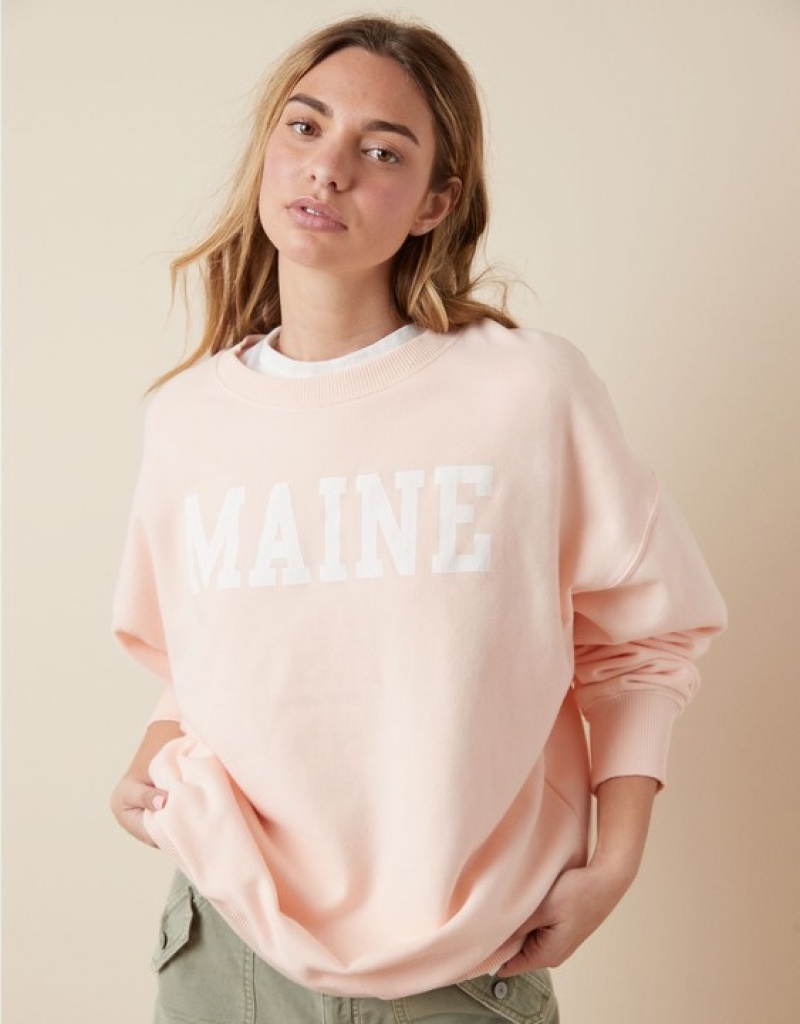 Aerie Oversized Maine Graphic Sweatshirts Pink | TSA-267940