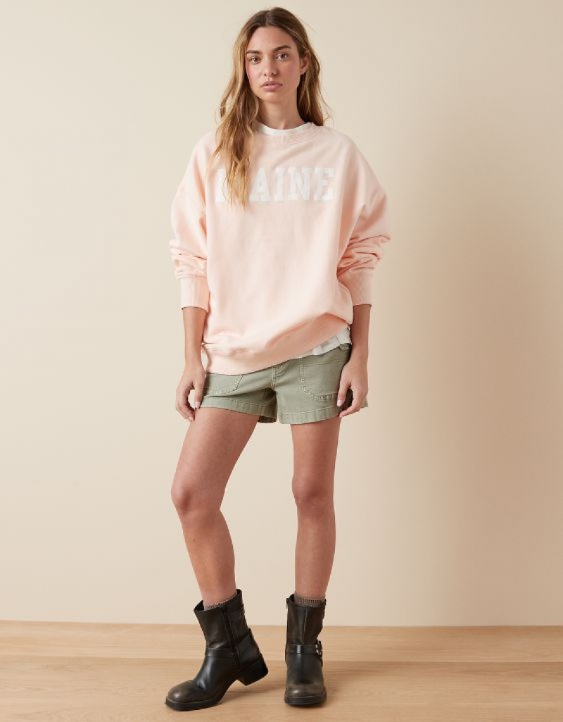 Aerie Oversized Maine Graphic Sweatshirts Pink | TSA-267940