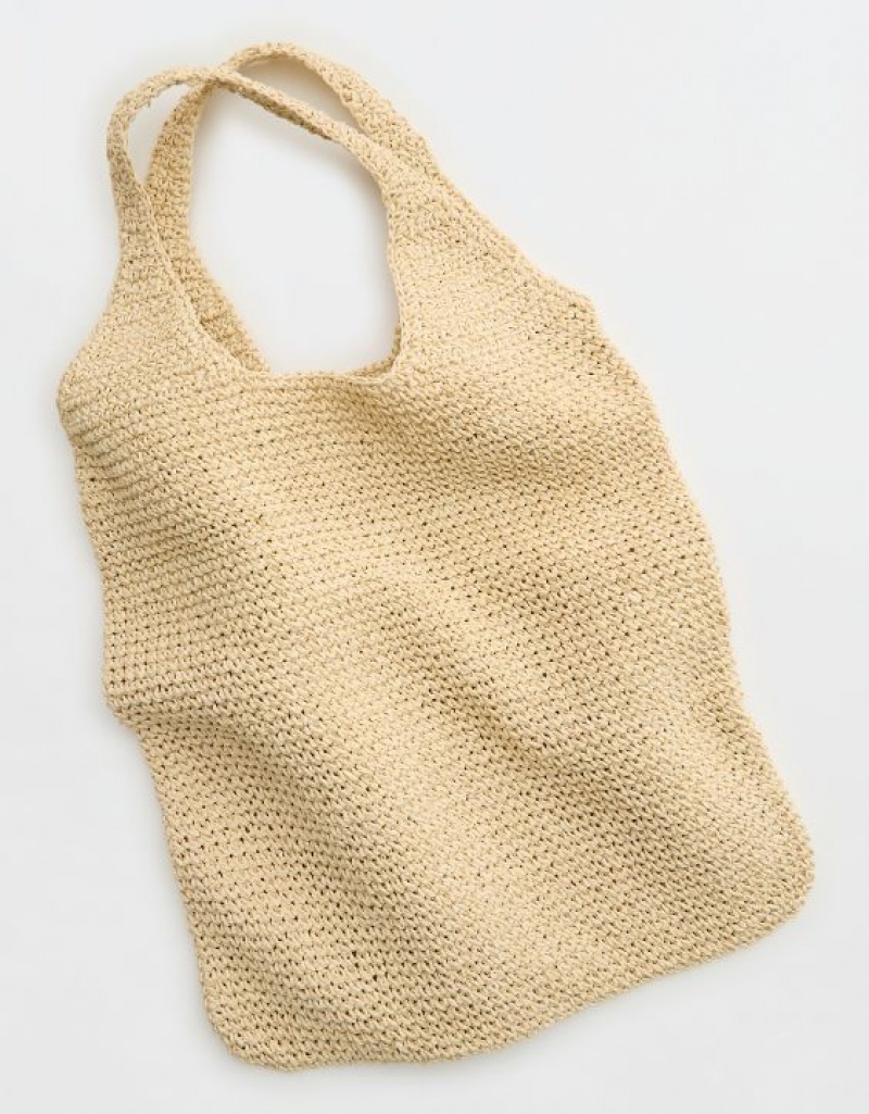 Aerie Oversized Straw Bags Beige | LZE-105347