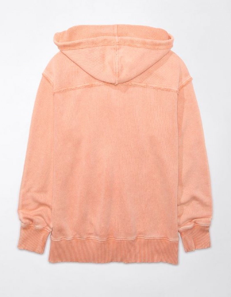 Aerie Oversized Washed Zip-Up Hoodie Orange | VOC-407826