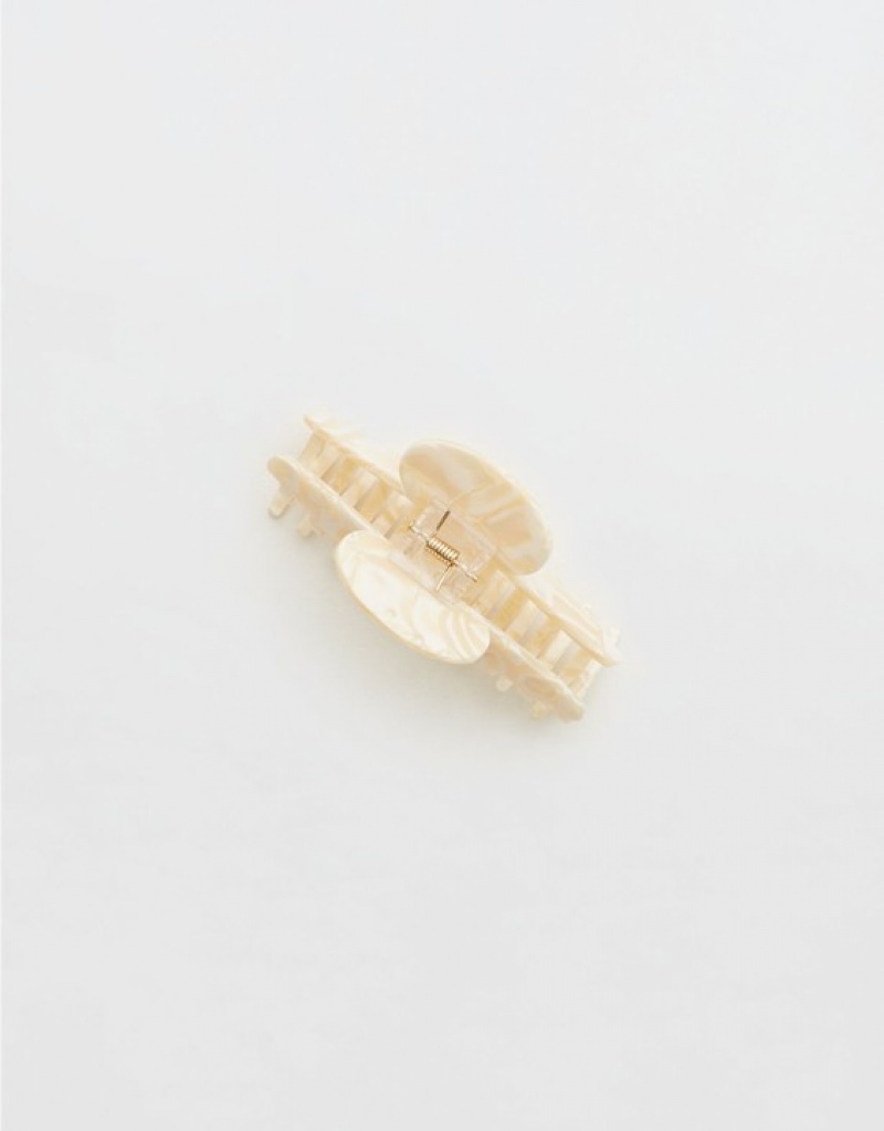 Aerie Pearl Claw Clip Hair Accessories Cream | NHK-539104