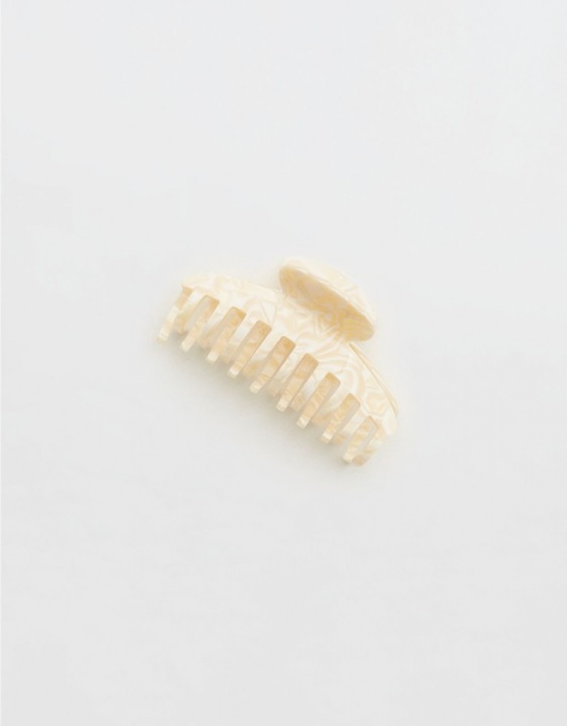 Aerie Pearl Claw Clip Hair Accessories Cream | NHK-539104