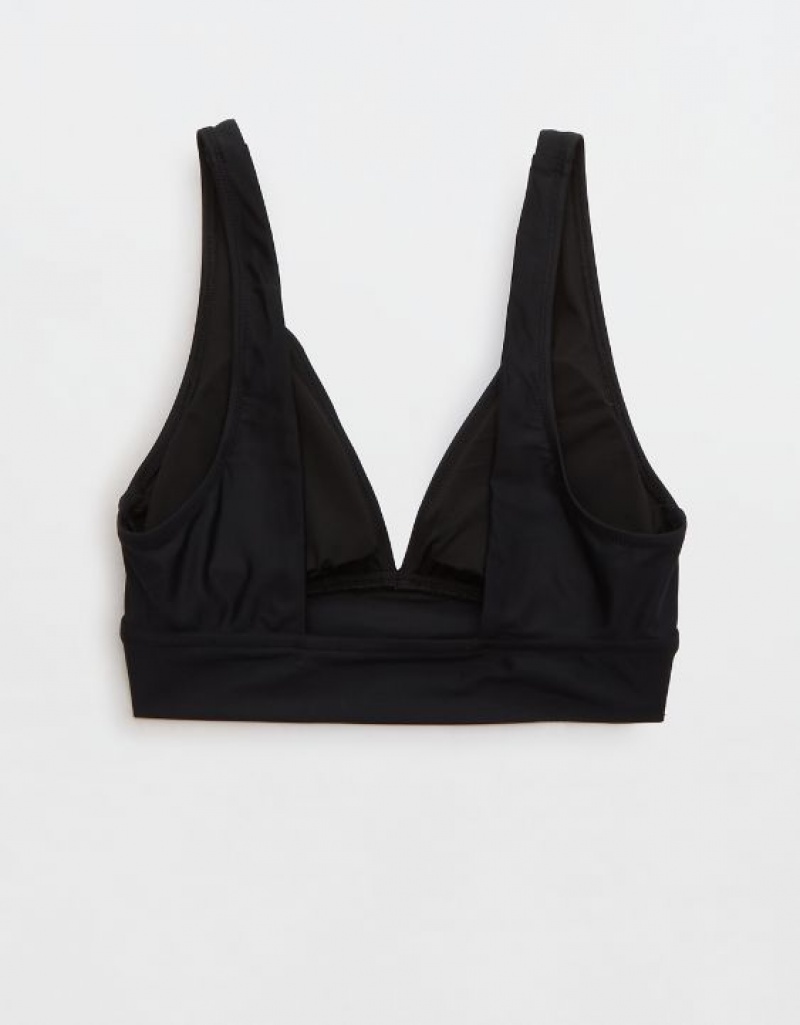 Aerie Plunge Longline Triangle Bikini Top Black | ZNF-617324