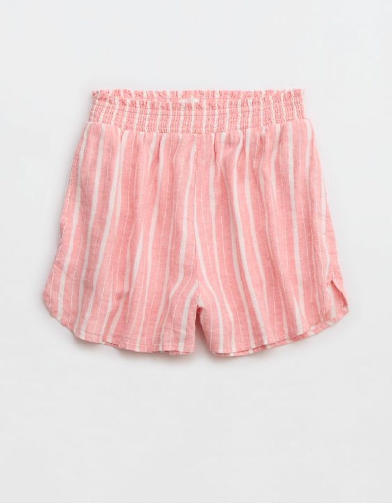 Aerie Pool-To-Party Linen Edition High Waisted Shorts Coral | KGV-531068