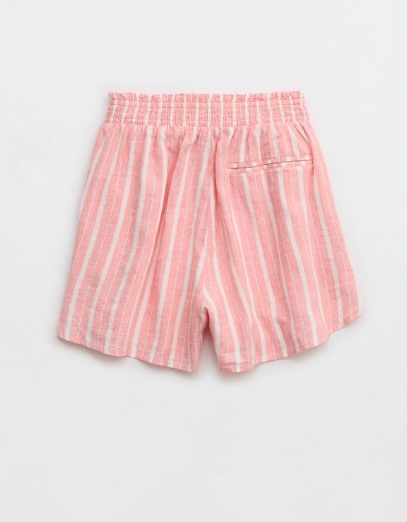 Aerie Pool-To-Party Linen Edition High Waisted Shorts Coral | KGV-531068