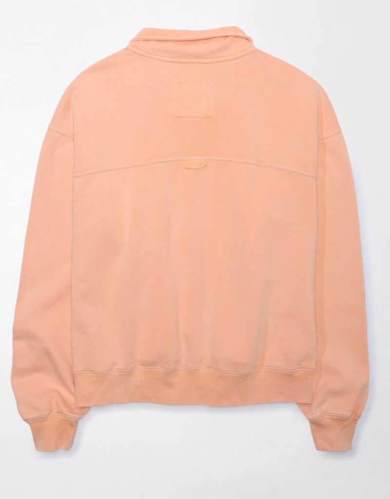 Aerie Quarter-Zip Fleece Sweatshirts Coral | PUT-710489