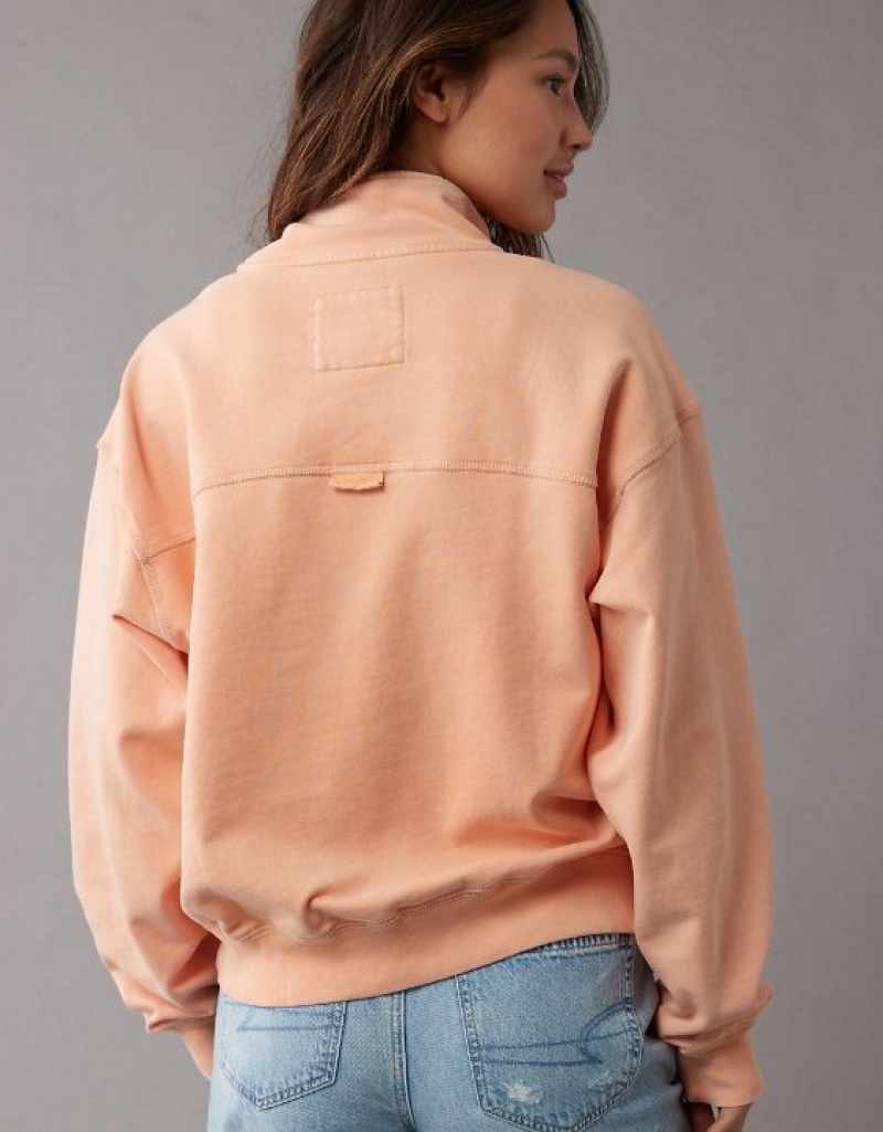 Aerie Quarter-Zip Fleece Sweatshirts Coral | PUT-710489