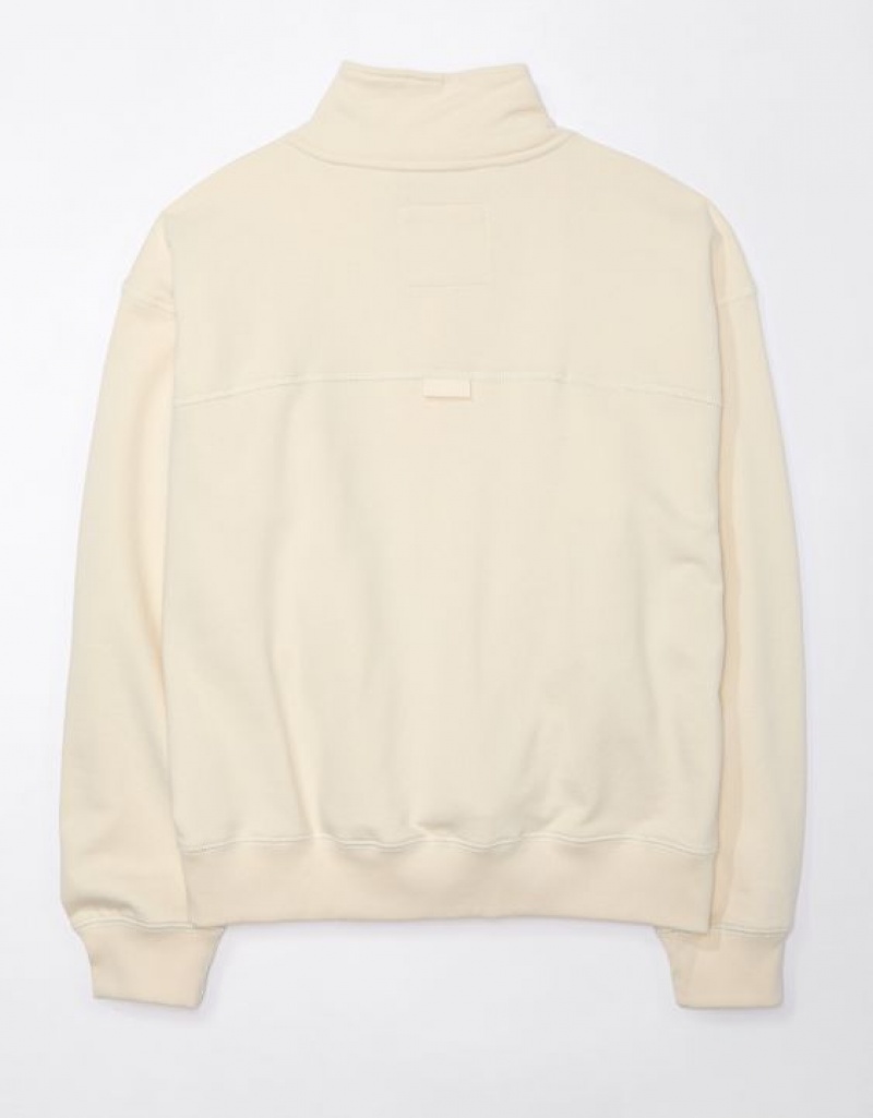 Aerie Quarter-Zip Fleece Sweatshirts Cream | YRJ-698502