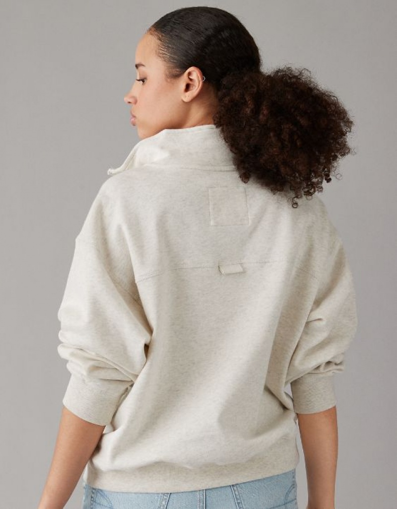 Aerie Quarter-Zip Fleece Sweatshirts Grey | JZF-186573